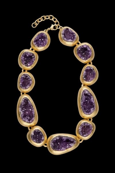 Gold Beaded Gemstone Necklace
